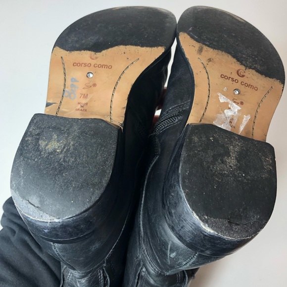 Corso Como Tall Black Leather Boots Size 7 - Picture 7 of 16